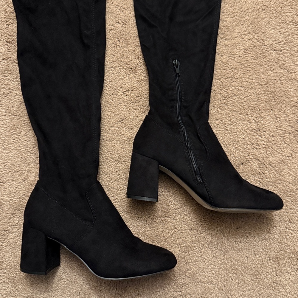 Steve Madden Osana Black Suede Over the Knee Boots Size 7.5 - Picture 7 of 16